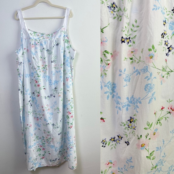 Eileen West Other - EILEEN WEST Floral Sleeveless 100% Cotton Nightgown Prairie Cottage 3X